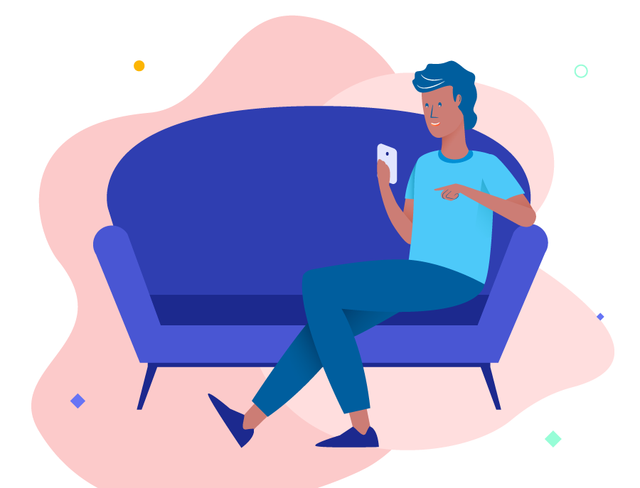 Person on couch with phone
